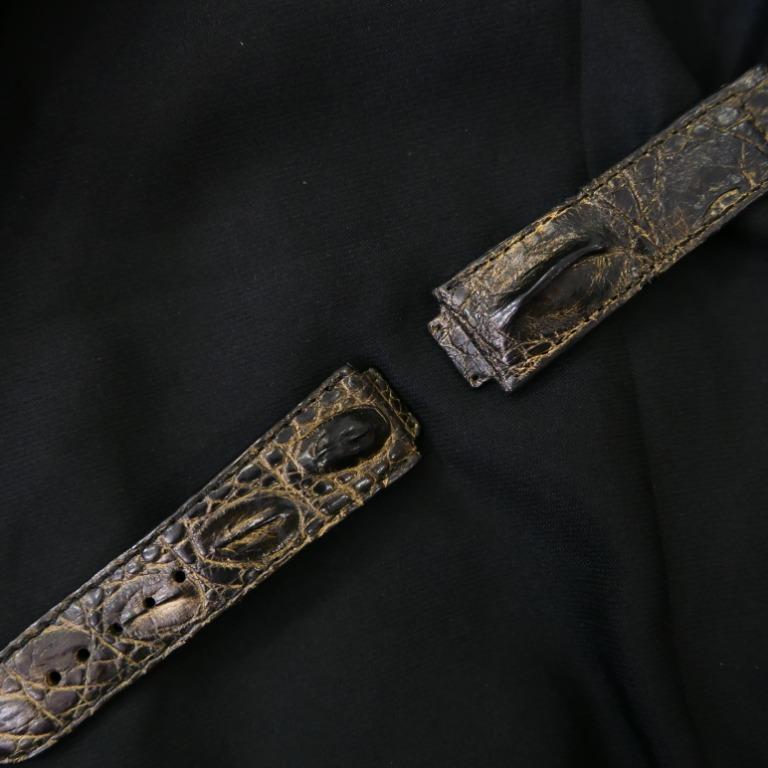 BLACK&GOLD CROCODILE HORNBACK LEATHER STRAP