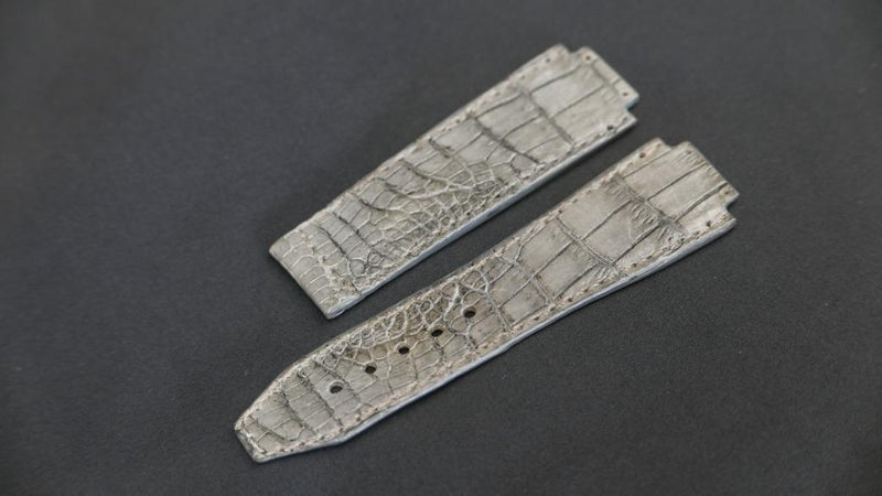 GREY CROCODILE BELLY LEATHER STRAP