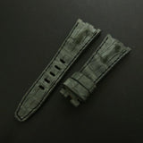 GREY CROCODILE HORNBACK LEATHER STRAP - Lac Crado 
