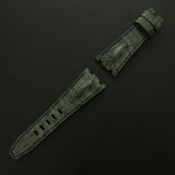 GREY CROCODILE HORNBACK LEATHER STRAP - Lac Crado 