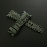 GREY CROCODILE HORNBACK LEATHER STRAP - Lac Crado 