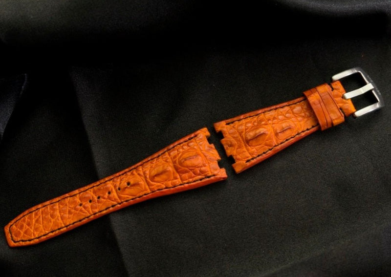 ORANGE CROCODILE HORNBACK LEATHER STRAP