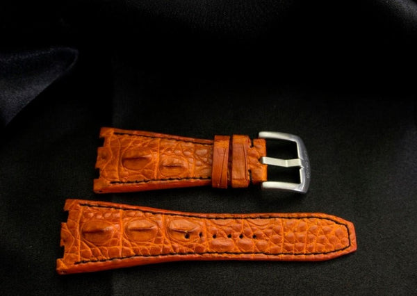 ORANGE CROCODILE HORNBACK LEATHER STRAP