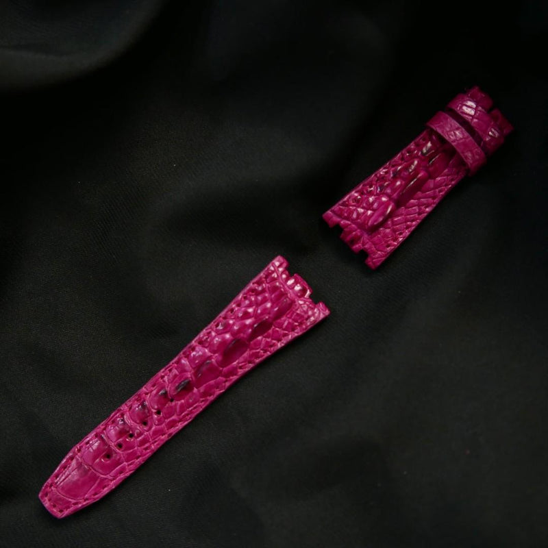 PINK CROCODILE HORNBACK LEATHER STRAP