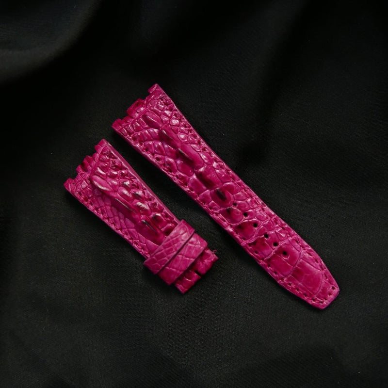 PINK CROCODILE HORNBACK LEATHER STRAP