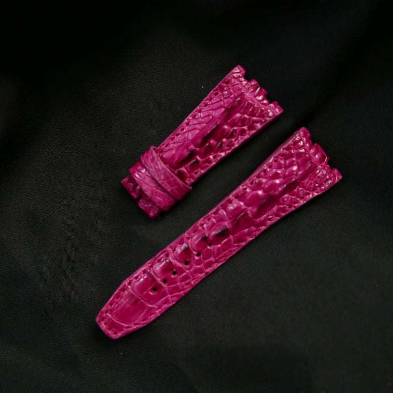PINK CROCODILE HORNBACK LEATHER STRAP
