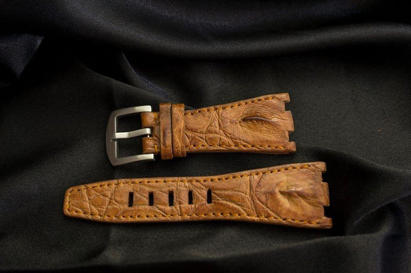 ROSE GOLD CROCODILE HORNBACK LEATHER STRAP - Lac Crado 