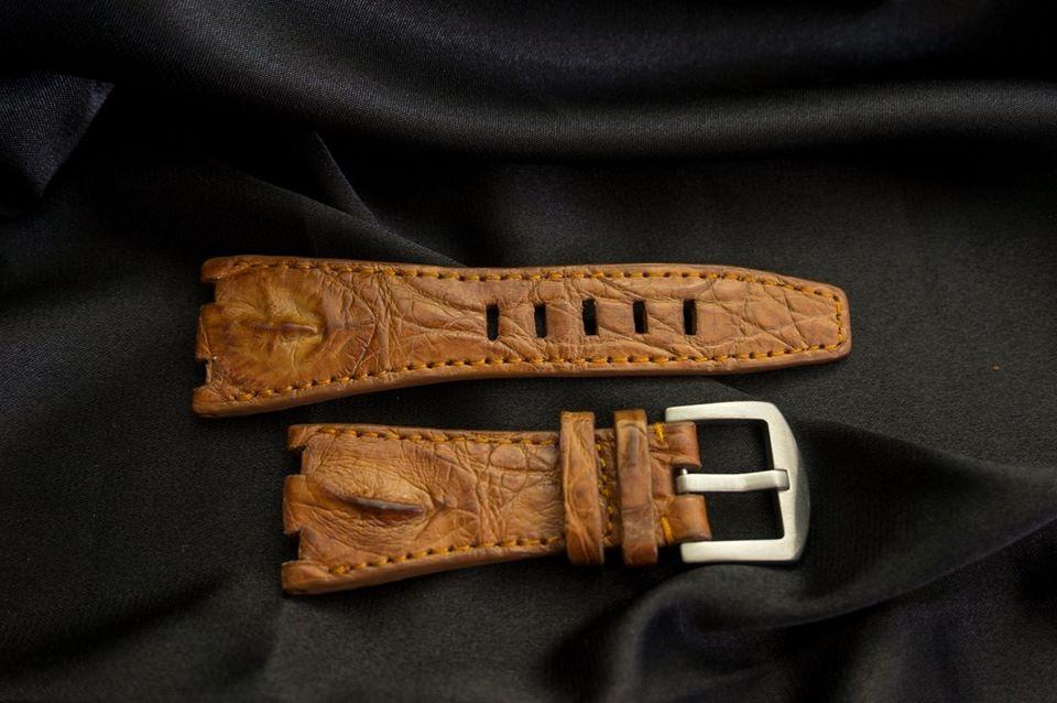 ROSE GOLD CROCODILE HORNBACK LEATHER STRAP - Lac Crado 