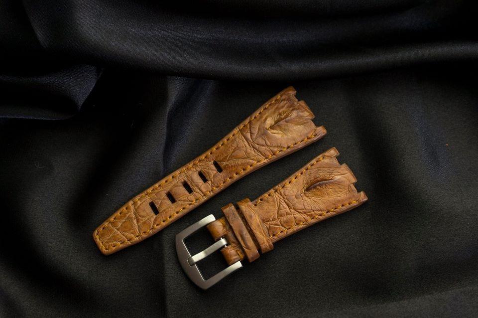 ROSE GOLD CROCODILE HORNBACK LEATHER STRAP - Lac Crado 