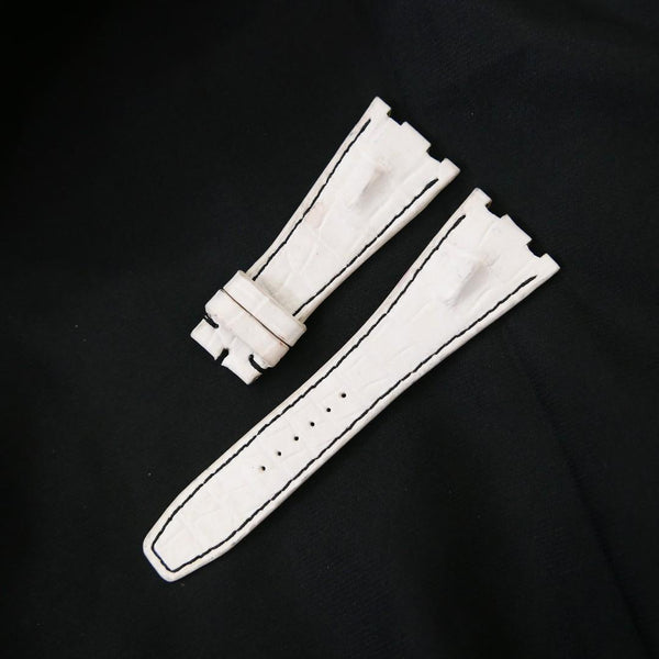 WHITE CROCODILE HORNBACK LEATHER STRAP - Lac Crado 